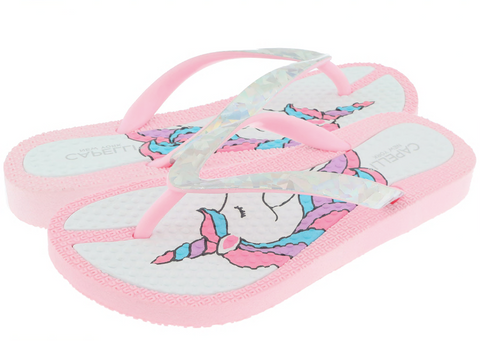Girls Unicorn and Glitter Flip Flop