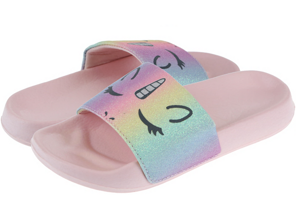 Girls Glitter Unicorn Slip-On Slide Sandal