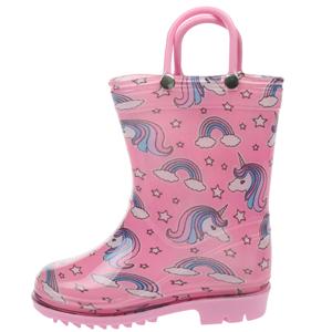 Toddler Girls Shiny Rainbow Unicorn Printed Rain Boot