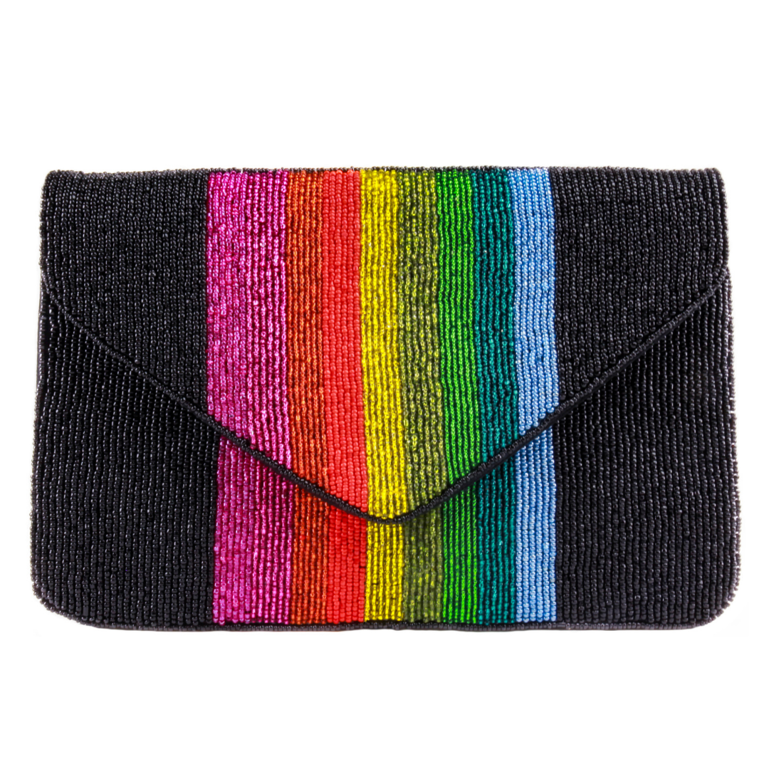 Annabella Checkered Beaded Clutch Multicolor Bag by INK+ALLOY