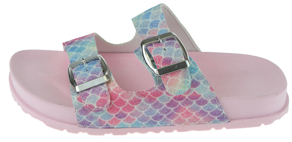 Girls Mermaid Scale Glitter Double Strap Sandals Capelli New York